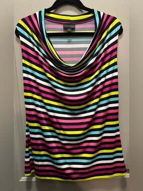 Worthington Size L Striped Drape Front Tank Top EUC